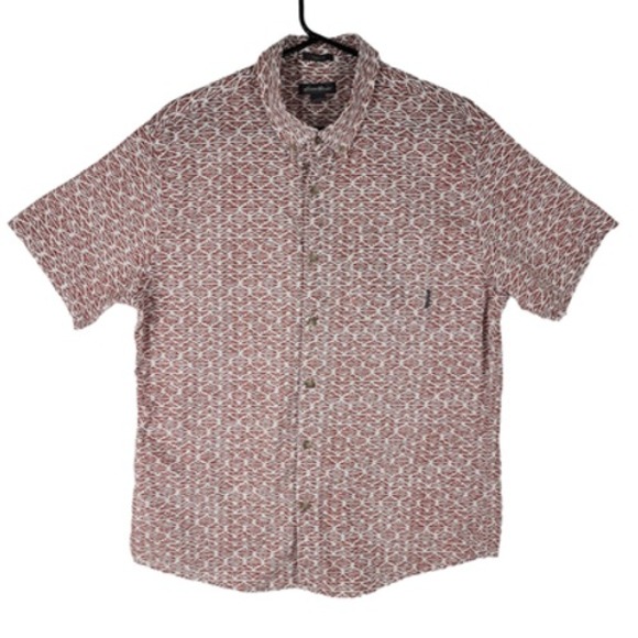 Eddie Bauer Short Sleeve Button Down Shirt L Men Burnt Orange White Classic Fit - Picture 1 of 14